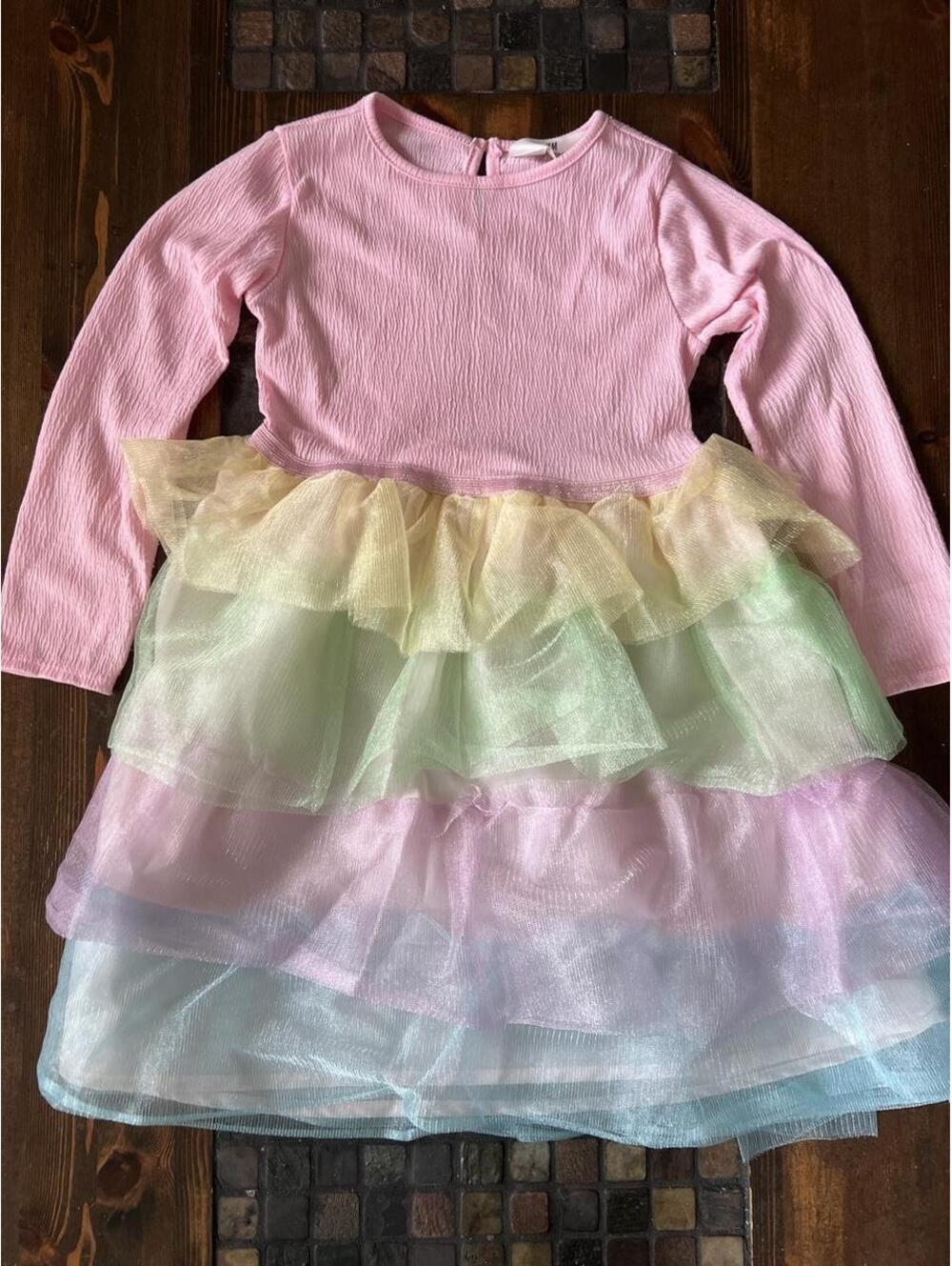 Vintage H&M Pastel Rainbow Tulle Princess Dress Fairycore Girls Size 5T–6 🦄 - Picture 2 of 6